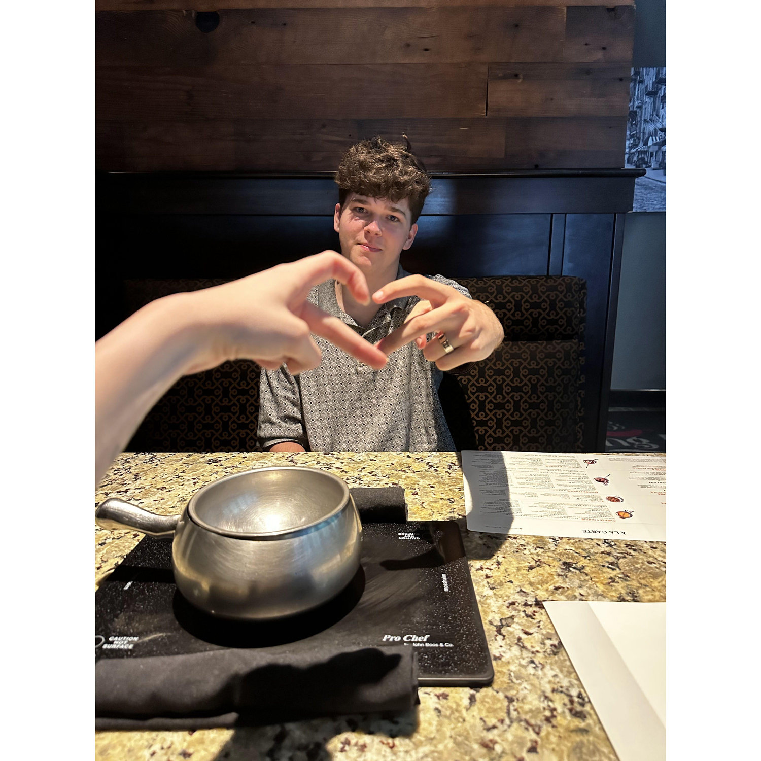Our first expensive date. Even though Regan is lactose intolerant he still ate a mountain of fondue.