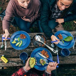 24-Piece Enamel Camping Tableware Set