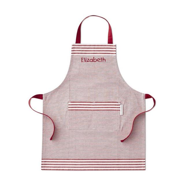 Williams Sonoma Bay Stripe Kid Apron, Claret Red