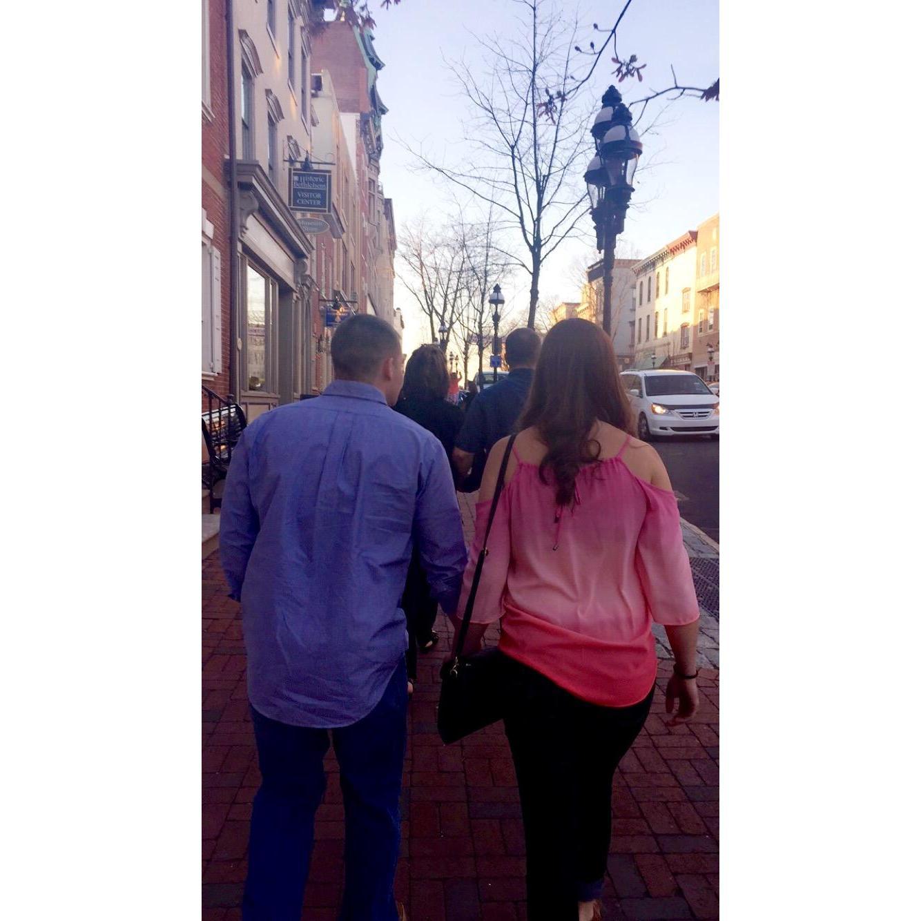 A birthday stroll down Main Street in Bethlehem.