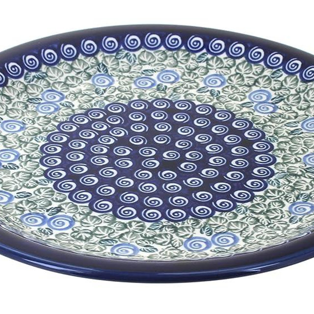 Blue Rose Polish Pottery - Green Seaside Swirl Dinner Plate - 10.75" Diameter - Great for Everyday Dining, Casual Dining, or as Formal Dinnerware