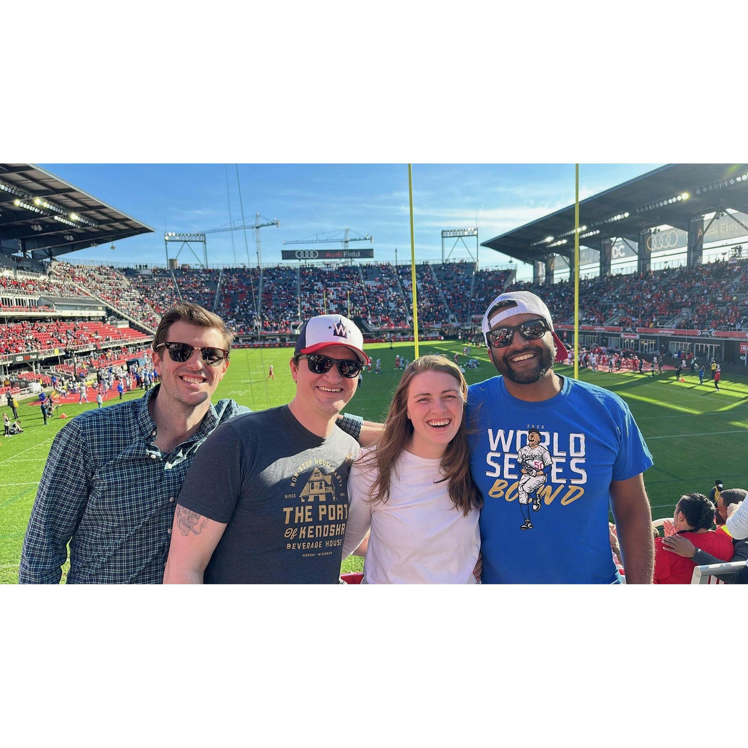 At the DC Defenders XFL game with our friends BK and Adi. We added many cups to the beersnake that day.