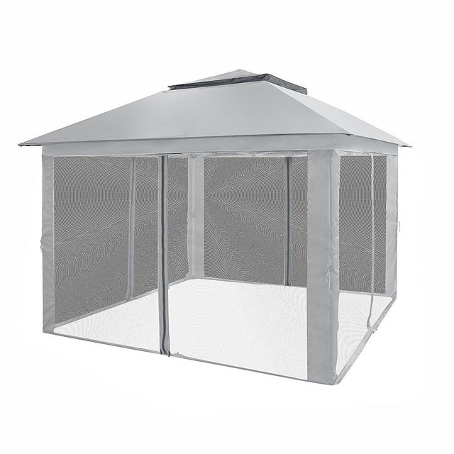 CROWN SHADES 11X11 Outdoor Pop Up Gazebo Base 10X10 Patio Gazebos Patented Center Lock Quick Setup Newly Designed Storage Bag Instant Canopy Tent with Mosquito Nettings (11x11, Gray)
