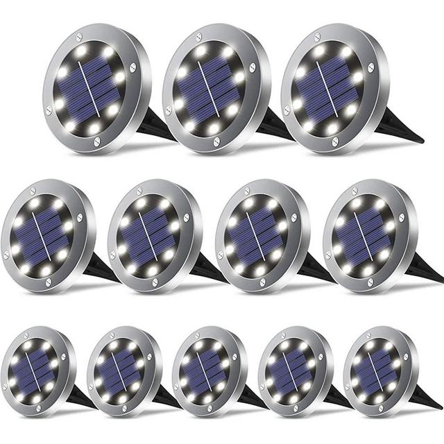 Solar Ground Lights 12 Packs, Solar Lights Outdoor Waterproof Solar Garden Lights Bright In-Ground Lights,Landscape Lights for Lawn, Patio ,Pathway, Yard, Driveway, Step and Walkway Warm White