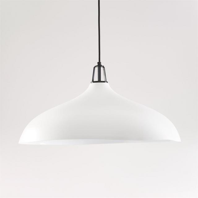 Maddox Oversized White Dome Pendant with Black Socket
