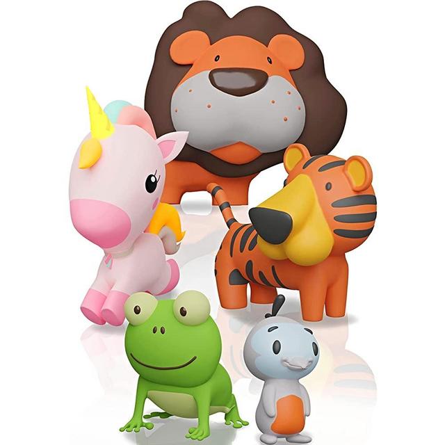 Mold Free Bath Toys for Babies and Toddlers, Animal No Hole Bath Toys, Non Squirting Bath Toys no Mold for Tub,Beach,Pool, BPA-Free, Dishwasher-Safe, Infant Bath Toys No Holes 0 1 3 6 12 18 Months