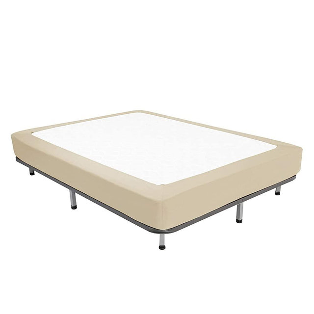 Box Spring Cover Queen Size - Jersey Knit & Stretchy Wrap Around 4 Sides Bed Skirt for Hotel & Home - Queen/Queen XL, Taupe