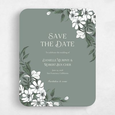 Green Rounded Wedding Save the Date - Melcher Portrait