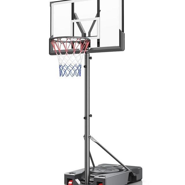 Basketball Hoop,Portable Basketball Hoop System for Outdoor, Adjustable Height 5.7-10ft 45in Backboard Basketball Goal for Kids Teen and Adult Coal Black