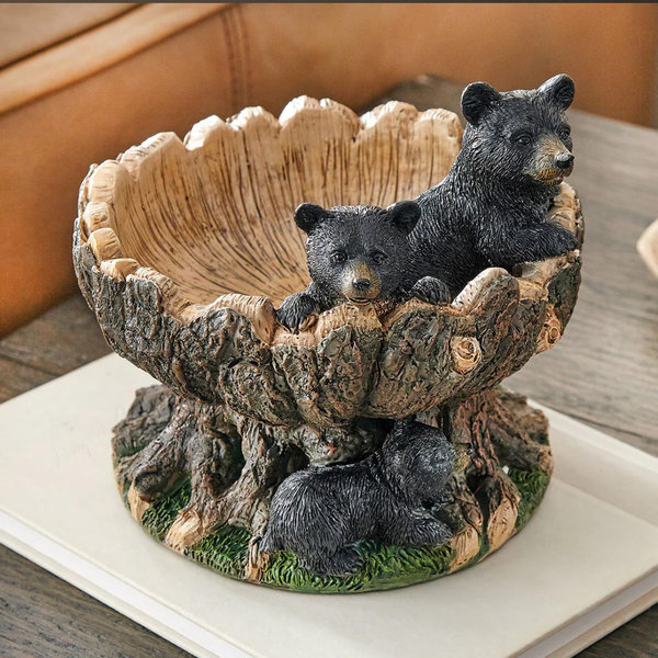 Playful Black Bears Decorative Bowl