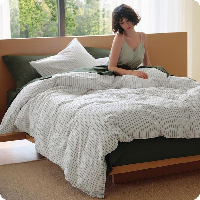 Bedsure Striped Duvet Cover King, 100% Washed Cotton Duvet Cover Linen‑Like, PureWoven with Reversible Yarn‑Dyed Design & Double‑Stitch Craft, 3-Piece with Zipper Closure, Stripes White, 104"x90"