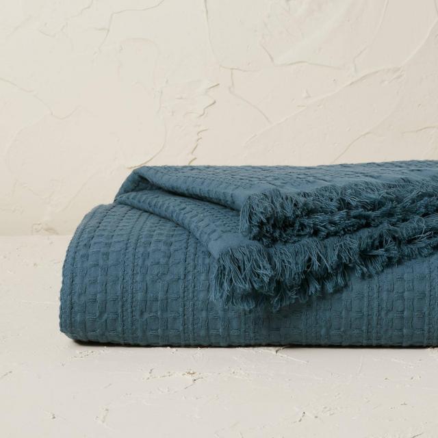 Oversized Waffle Weave Bed Throw Blue - Opalhouse™ designed with Jungalow™