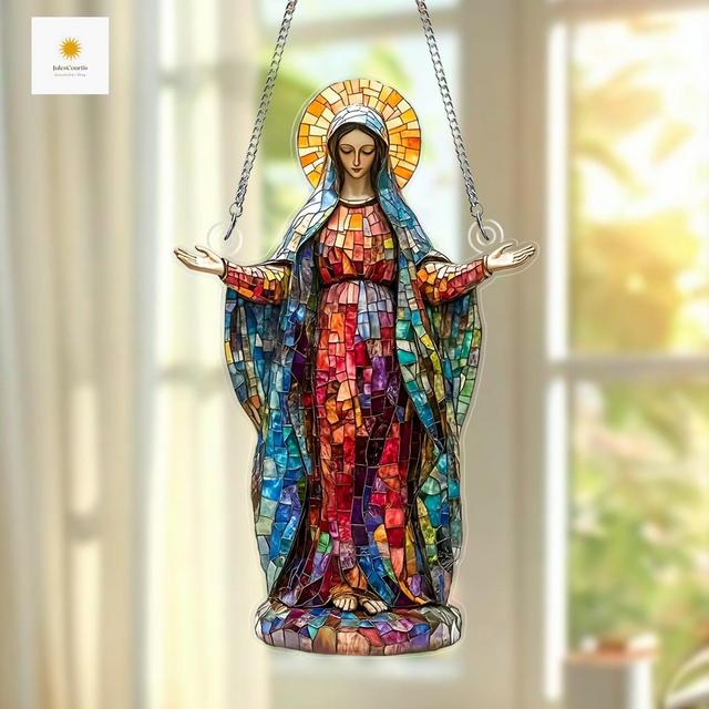 Acrylic Virgin Mary Suncatcher, Lady of Guadalupe Suncatcher, Catholic Decor,Spiritual Wall Art,Home Decor,Religious Gift for Mom or Grandma