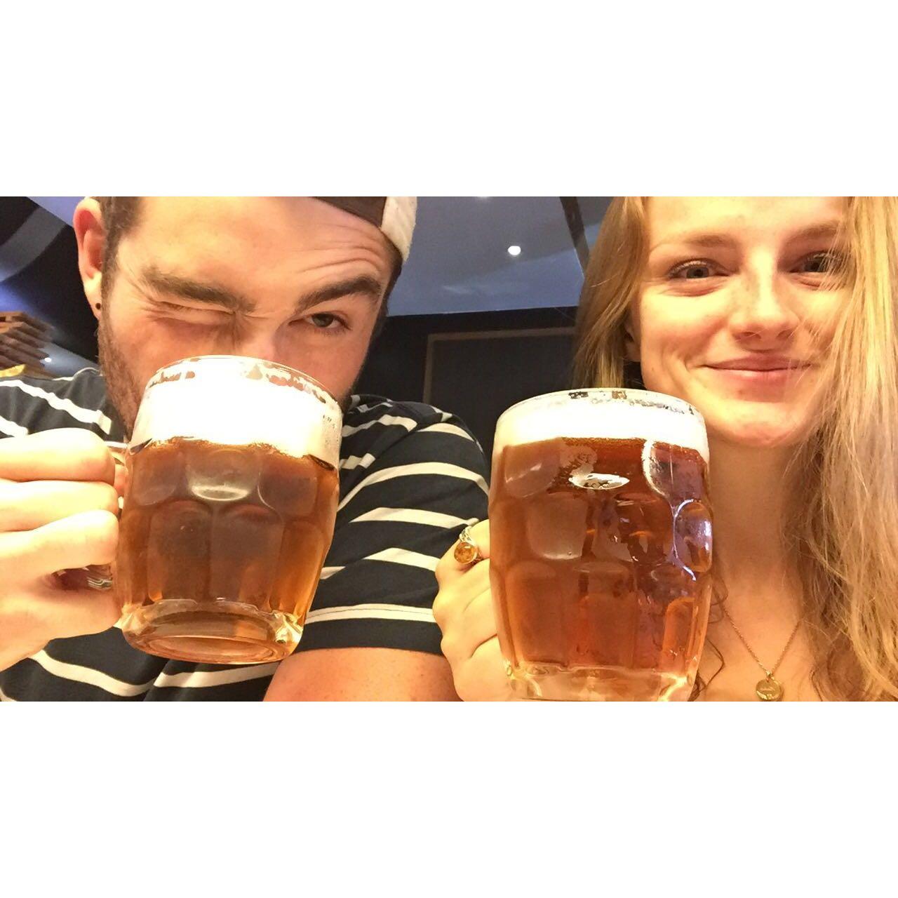 First beer as a couple! 

Première bière en tant que couple!