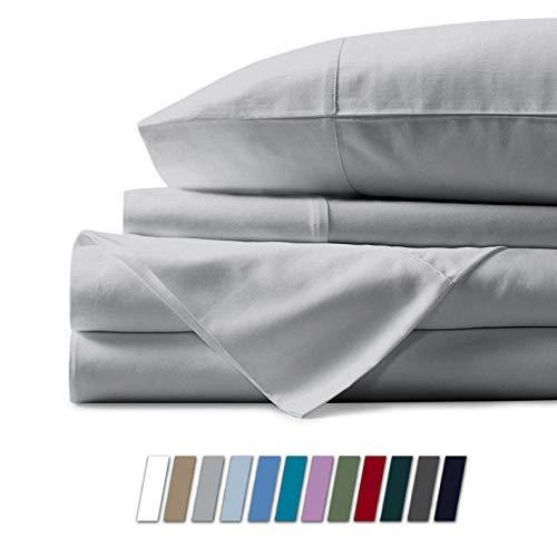 Mayfair Linen 100% Egyptian Cotton Sheets, Silver King Sheets Set, 600 Thread Count Long Staple Cotton, Sateen Weave for Soft and Silky Feel, Fits Mattress Upto 18'' DEEP Pocket