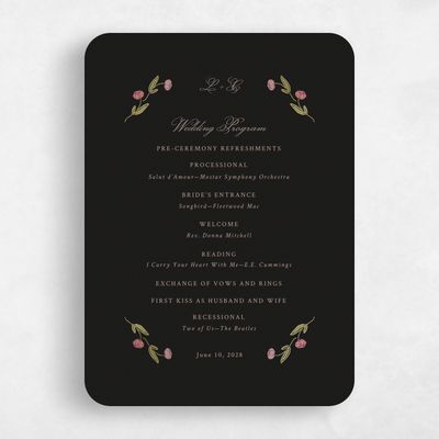 Black Rounded Wedding Program - Isolde Foil