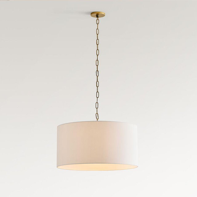 Linen Drum 24" Pendant, Vintage Brass, Large