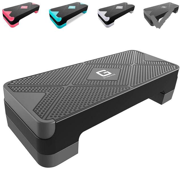 GYMMAGE Adjustable Workout Aerobic Stepper, Aerobic Exercise Step Platform with 2 Risers, Exercise Step Deck for Fitness, 26.5" Trainer Stepper with Non-Slip Surface Home Gym & Extra Risers Options