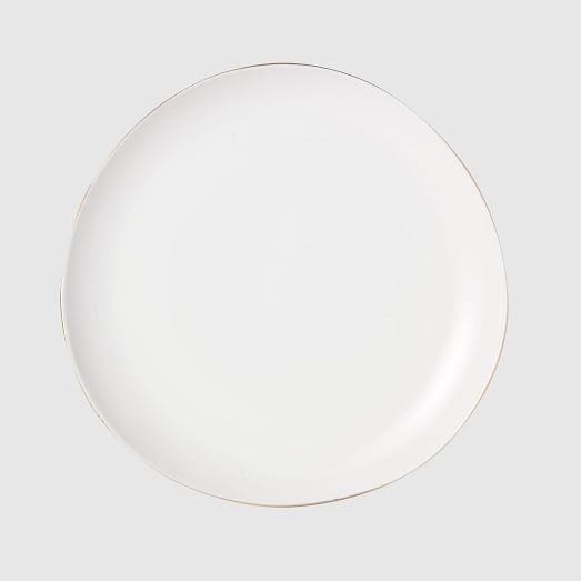 Organic Rimmed Dinnerware, Dinner Plate, Set of 4, Gold Rim