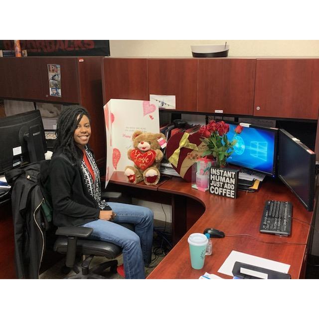 Valentine's Day 2020: Seneca & Adrian decorated Holly's desk at work with lovely gifts!