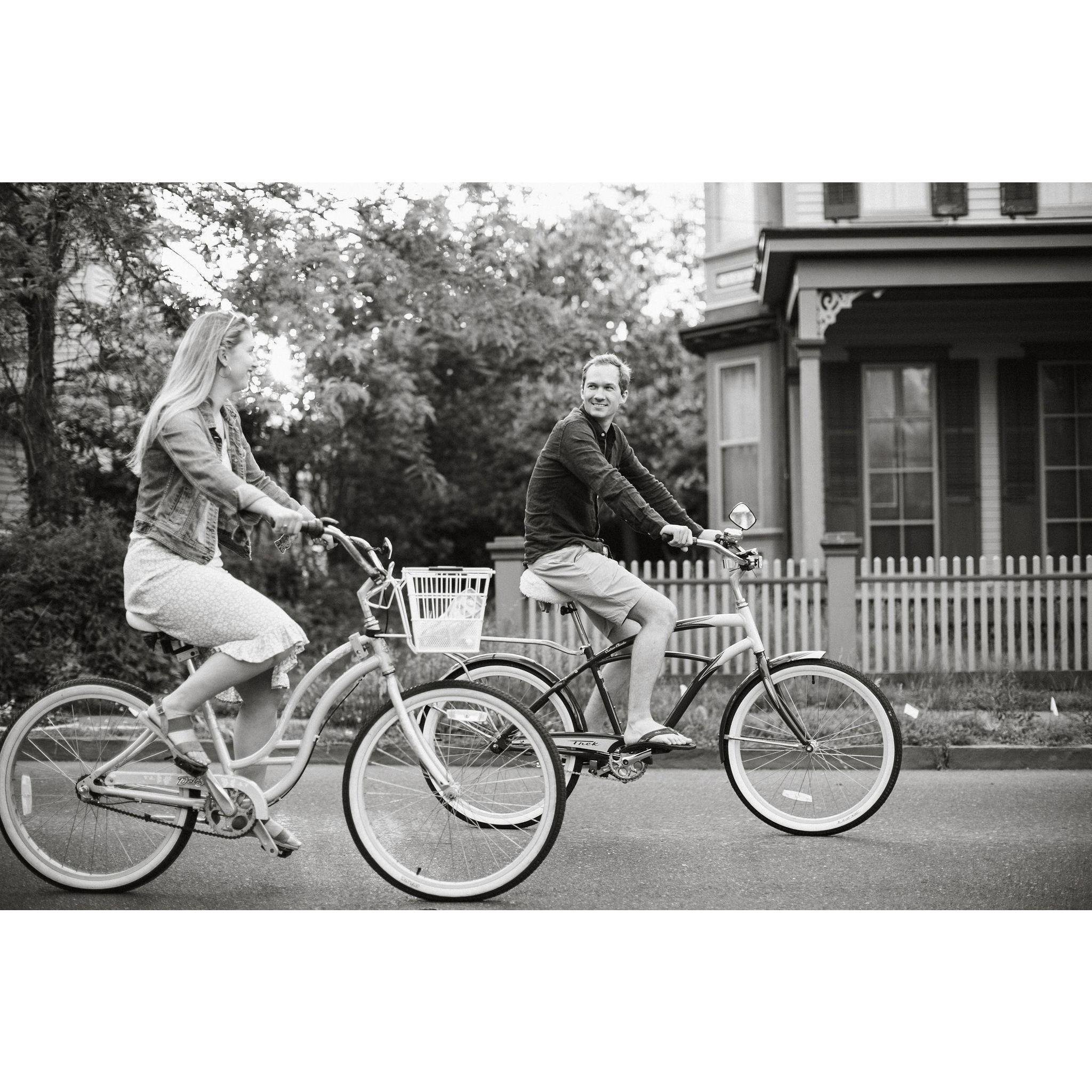 Austin probably telling Emily to pedal faster