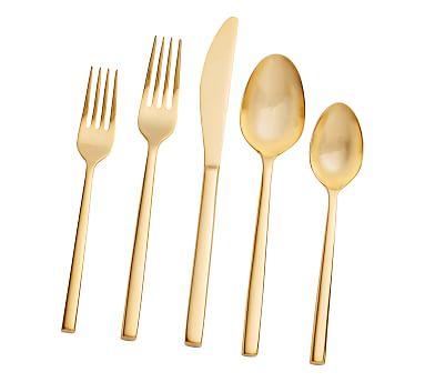 Luna Brushed Gold Flatware (5-piece)