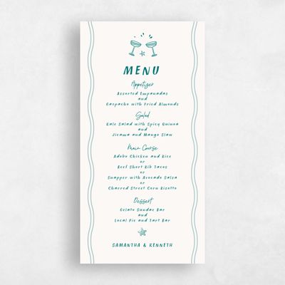 Teal, Blue Wedding Menu - Mare