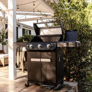 Monument Grills Mesa Series, Outdoor Barbecue Stainless Steel 3 Burner Propane Gas Grill, 48,000 BTU Patio Garden Grill with Side Burner and Knob Controls, Mesa325 with BBQ Cover