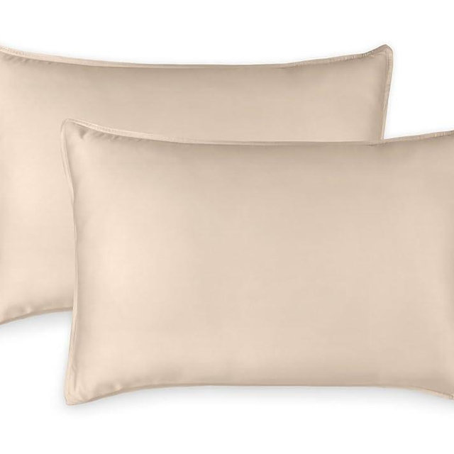 King Pillowcases by Pure Bamboo, Genuine 100% Organic Viscose Derived from Bamboo, Luxuriously Soft & Cooling, Double Stitching, Envelope Closure (2 King Pillowcases, Almond)