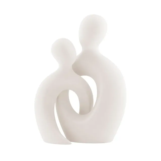 Danya B. Hans Cream Abstract Intersecting Circle Tender Couple Decorative Accent Matte Ceramic Sculpture Figure
