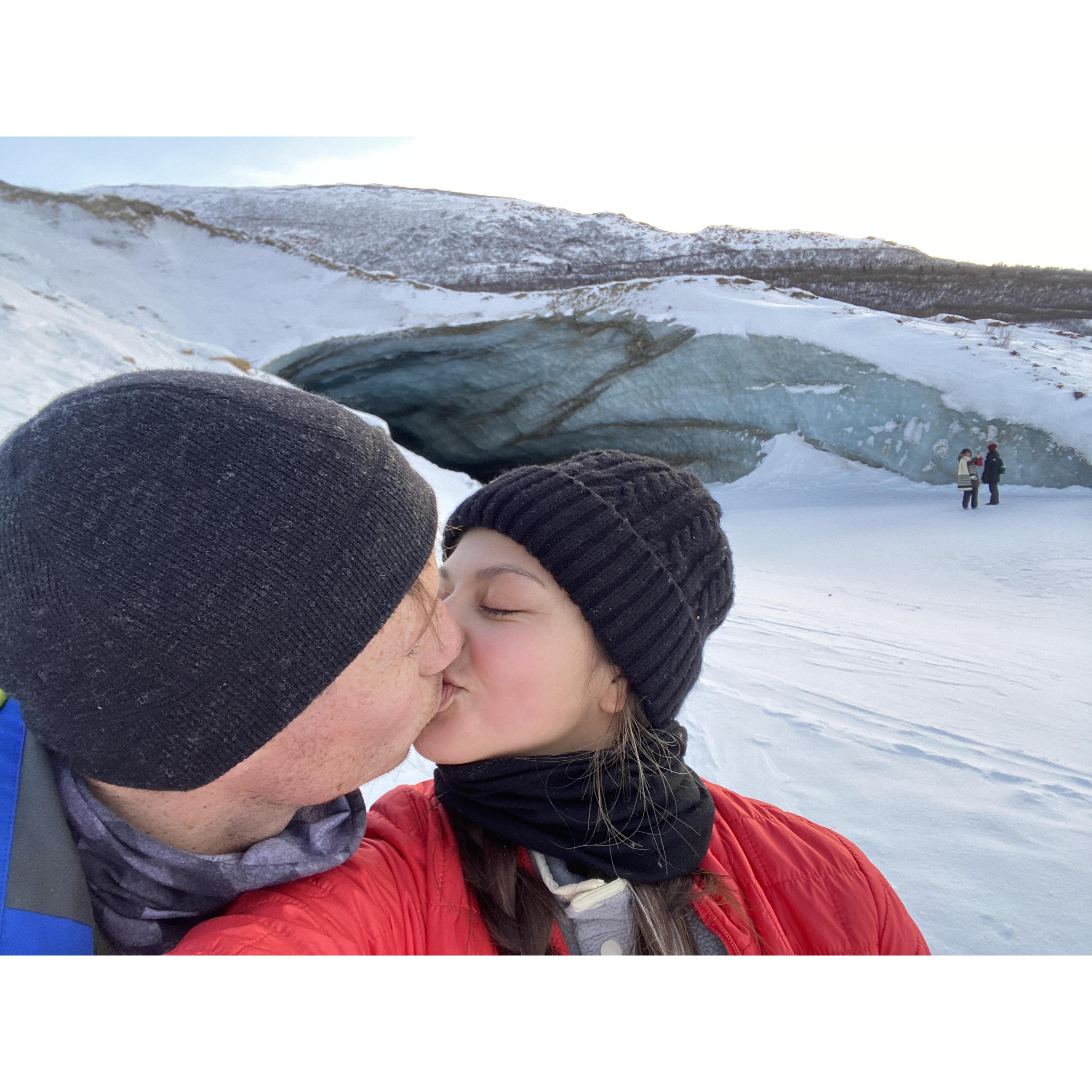 Kissin' in front of Castner Glacier <3
