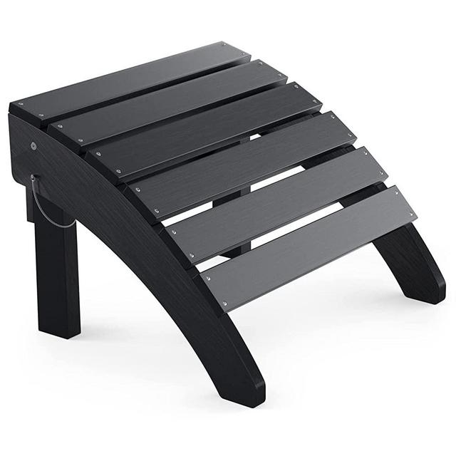 Cecarol Folding Adirondack Ottoman for Adirondack Chair, Folding Easily Adirondack Footstool Without Assembly, Ottoman for Outdoor Porch, Yard, Garden, Black-ACO01