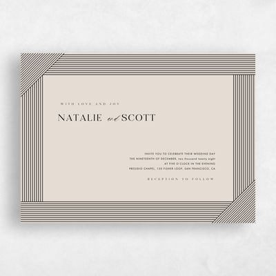 Beige Wedding Invitation - Callum Landscape