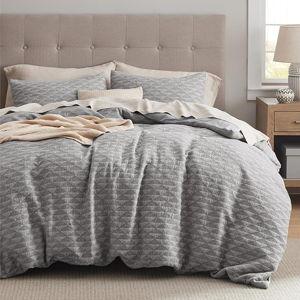 Bedsure Cotton Duvet Cover King Size - Boho Textured Duvet Cover Set, Soft and Breathable Net Jacquard Bedding Set for All Seasons (Gray, King, 104"x90")