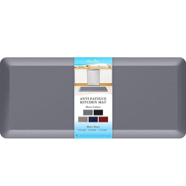 StepRite 4/5 Inch Thick Kitchen Mat Anti Fatigue Mat Kitchen Rugs Kitchen Decor Non-Slip, Stain Resistant, Waterproof Kitchen Mats Desk Mat for Kitchen, Office, Workshop, Grey, 17'' x 39''