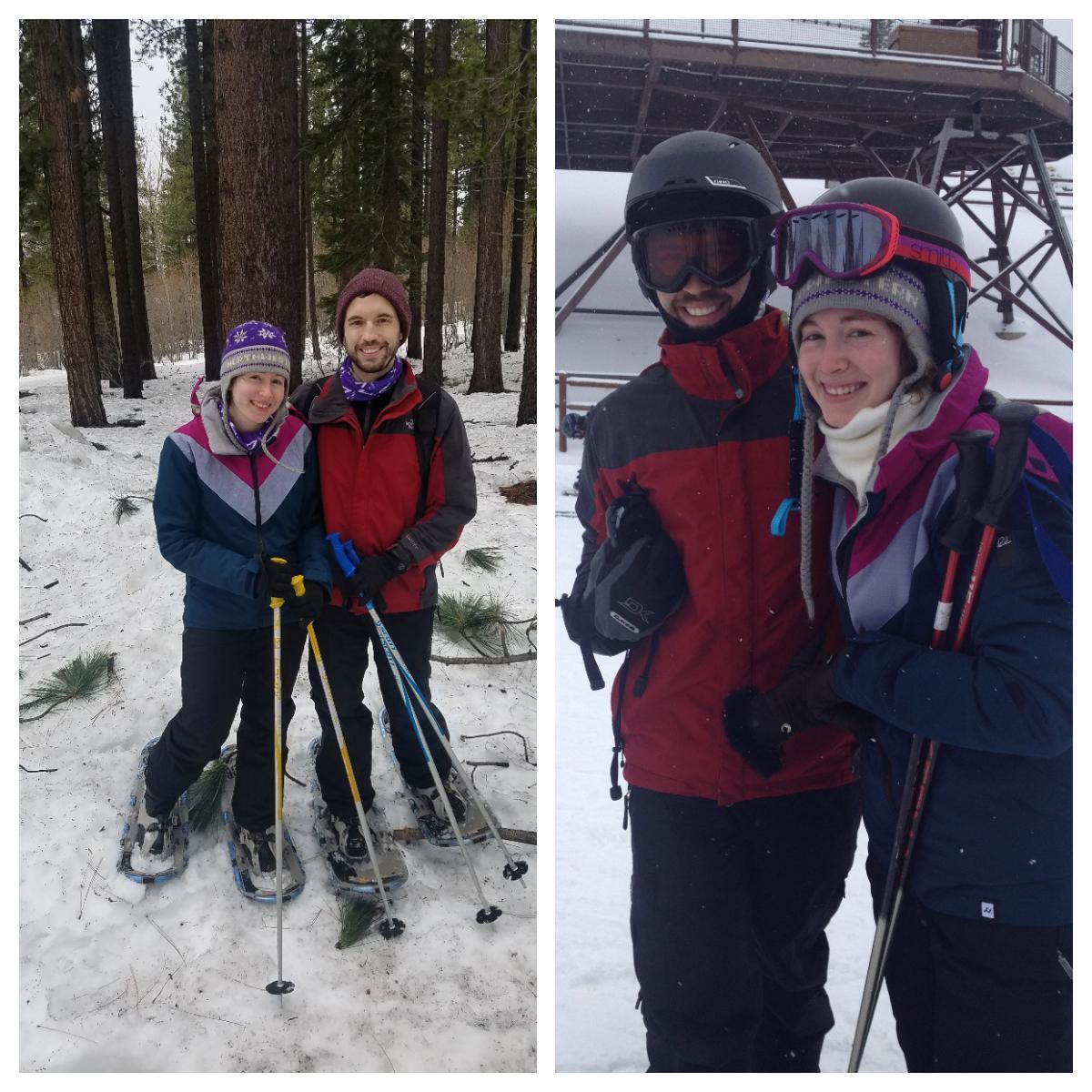 Left: Snow-shoeing at Lake Tahoe 2014
Right: Skiing in Park City 2015