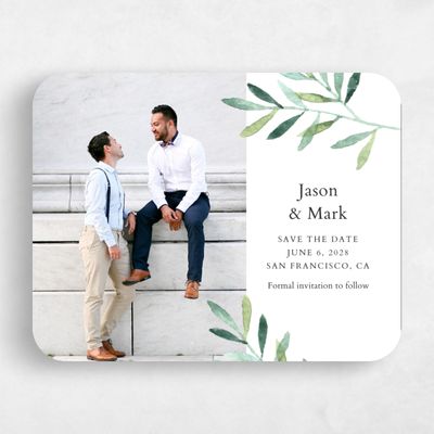Green Rounded Wedding Save the Date - Eastwick Vines