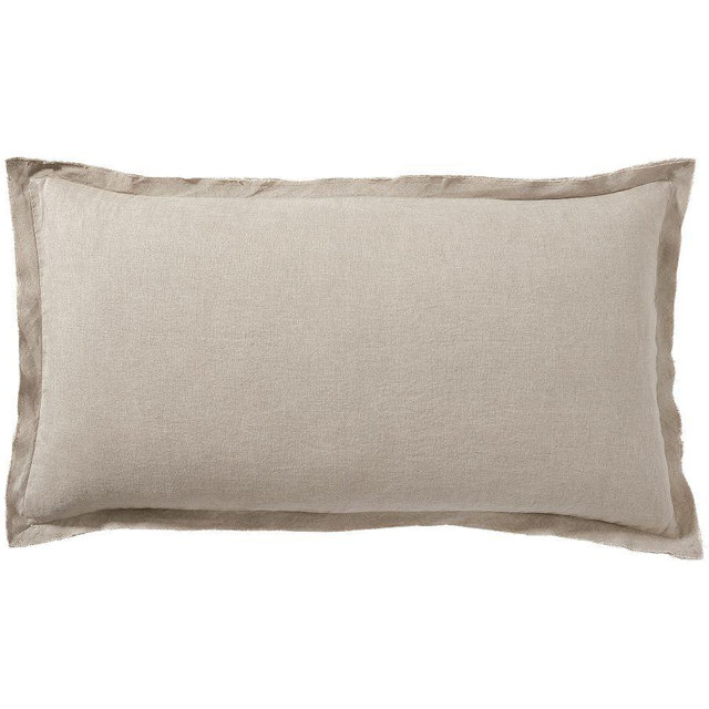 Belgian Flax Linen Double Flange Sham, Warm Gray, King, Set of 2