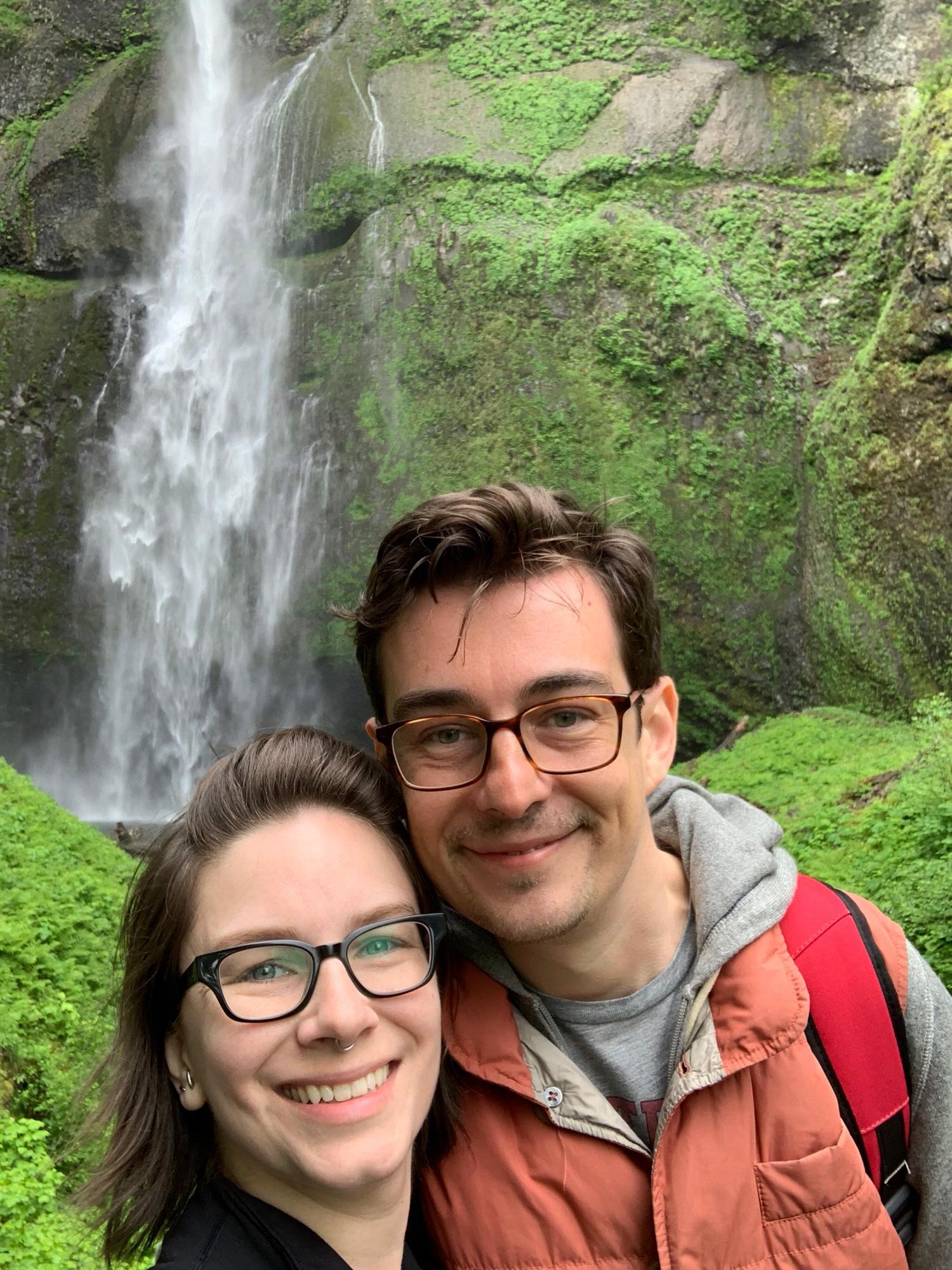 Hiking at Multnomah Falls in Oregon