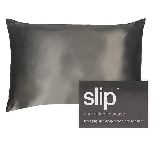 SLIP Queen Silk Pillowcase, Charcoal - Slipsilk Pure Mulberry 22 Momme 100% Silk Pillow Case - Anti-Aging Anti-Sleep Crease Anti-Bed Head