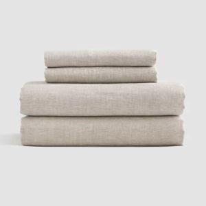 European Linen Sheet Set - Queen, Natural Chambray