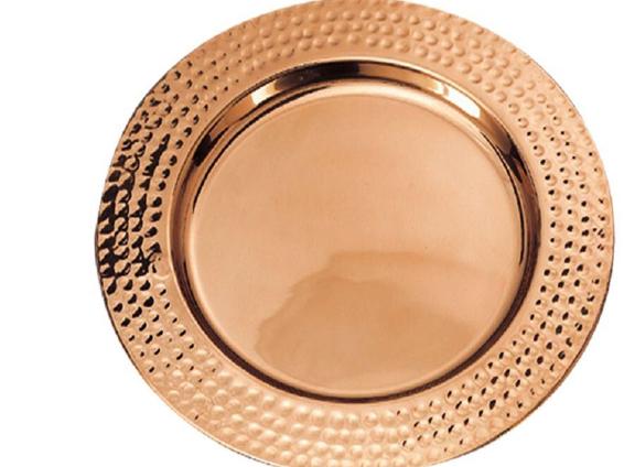 13 in. Decor Copper Hammered Rim Charger Plates (Set of 6)