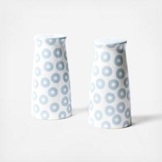 Iris Blue Pip Pedestal Salt & Pepper Shaker, Set of 2