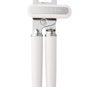 KitchenAid Classic Multifunction Can Opener and Bottle Opener Easy to Use, Razor Sharp Stainless Steel Cutting Wheel, Soft Ergonomic Handles, White