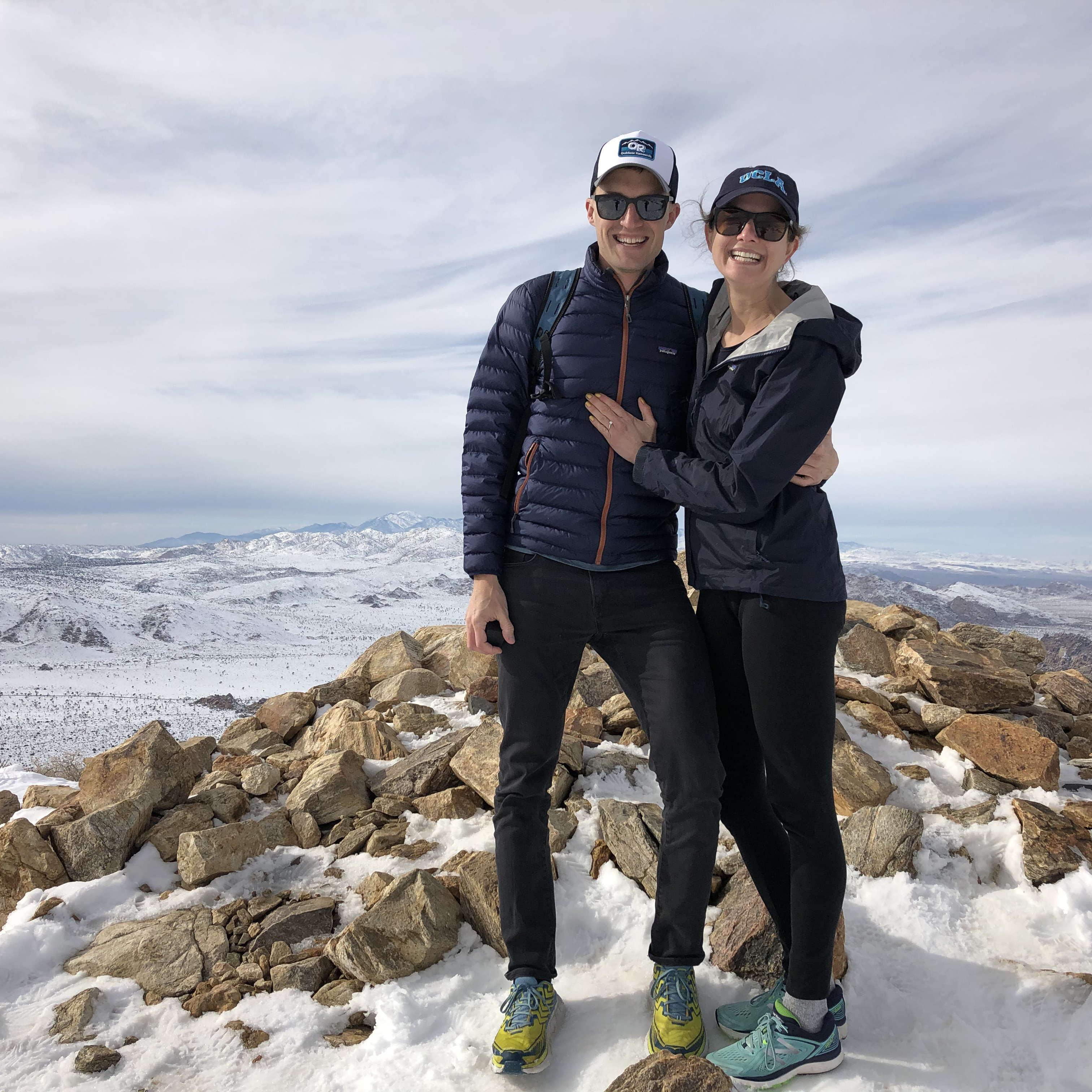 Dan proposed to Lauren on top of a very icy Ryan Mountain in Joshua Tree on December 29, 2019.