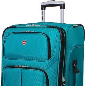 SwissGear Sion Softside Expandable Luggage – Medium Checked Suitcase with 360 Degree Wheels & Retractable Handle – 25 Inch, Perfect for 1-7 Night Trips – Teal