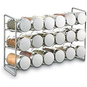 DecoBros Spice Rack Stand holder with 18 bottles and 48 Labels, Chrome