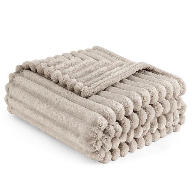 Bedsure Linen Fleece Blanket for Couch - Super Soft Cozy Blankets for Women, Cute Small Blanket for Girls, 50x70 Inches