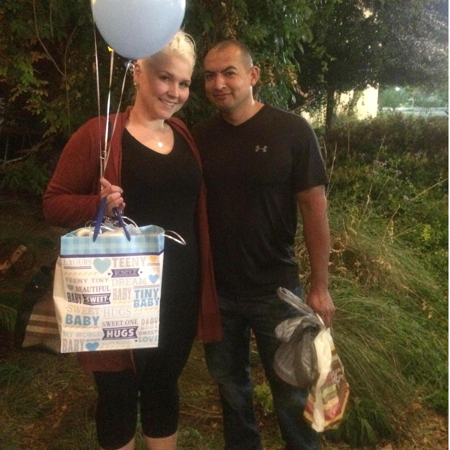 A picture of us together after the gender reveal when we found out we were going to have a little boy.