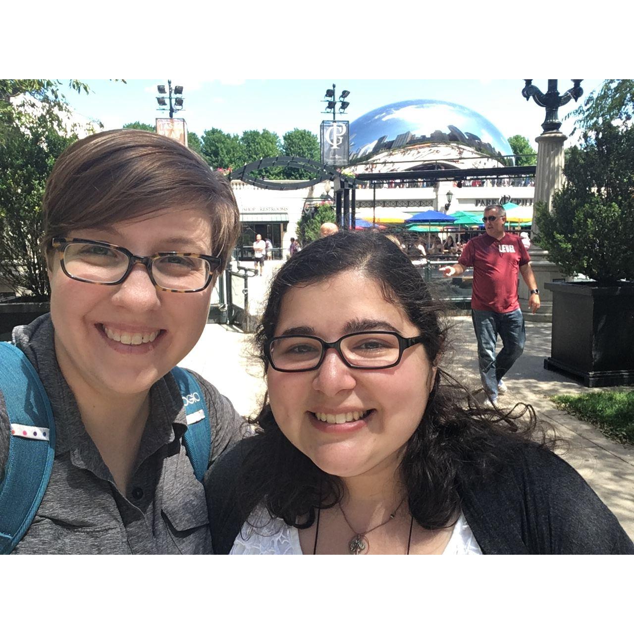 Maureen: Emmie and I went to Chicago together for a conference. She fell off a bus and sprained her ankle pretty bad. I pushed her in a HUGE wheelchair through the aquarium, which she didn't love.